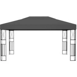VidaXL Tonnelle Avec Guirlande Lumineuse à LED 3x4 M Anthracite Tissu - Anthracite -Pergola Soldes 35814085 4