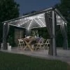 VidaXL Tonnelle Avec Rideau Et Lumières LED 4x3 M Anthracite Aluminium - Anthracite -Pergola Soldes 35819808 1