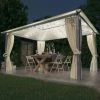 VidaXL Tonnelle Avec Rideau Et Lumières LED 4x3 M Crème Aluminium - Crème -Pergola Soldes 35848027 1