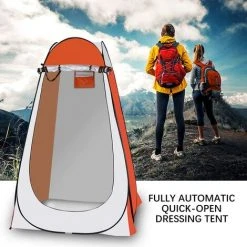 Qdreclod Portable Tente De Douche Camping, Étanche Cabine De Changement Extérieur Tentes De Toilette Abri De Plein Air, 120 * 120 * 180 CM, Comprend Piquet De Tente, Poteau, Corde, Sac De Rangement - Orange -Pergola Soldes 35892426 2