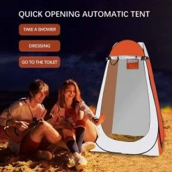 Qdreclod Portable Tente De Douche Camping, Étanche Cabine De Changement Extérieur Tentes De Toilette Abri De Plein Air, 120 * 120 * 180 CM, Comprend Piquet De Tente, Poteau, Corde, Sac De Rangement - Orange -Pergola Soldes 35892426 4