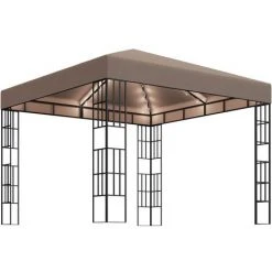 VidaXL Tonnelle Avec Guirlande Lumineuse à LED 3x3 M Taupe - Taupe -Pergola Soldes 35894033 2
