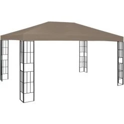 VidaXL Tonnelle Avec Guirlande Lumineuse à LED 4x3 M Taupe - Taupe -Pergola Soldes 35894038 3