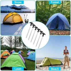 AIDUCHO 6 Pièces Piquets De Camping Antirouille, Piquets à Vis De Camping, Tente Pour Sol Dur Et Piquets D'Auvent, Pour Tente, Pour Jardin, Camping, Voyage, Extérieur -Pergola Soldes 35926431 5