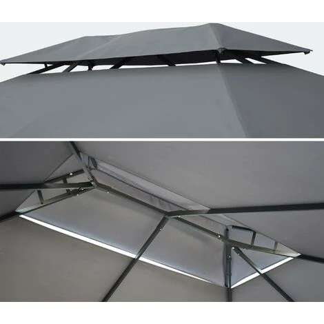 ALICE'S GARDEN Pergola Aluminium - Divodorum 3x4m - Toile Grise - Tonnelle Avec Rideaux. Structure Aluminium - Gris 4 ALICE'S GARDEN Pergola Aluminium - Divodorum 3x4m - Toile Grise - Tonnelle Avec Rideaux. Structure Aluminium - Gris – Image 2