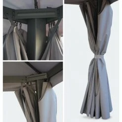 ALICE'S GARDEN Pergola Aluminium - Divodorum 3x4m - Toile Grise - Tonnelle Avec Rideaux. Structure Aluminium - Gris 9 ALICE'S GARDEN Pergola Aluminium - Divodorum 3x4m - Toile Grise - Tonnelle Avec Rideaux. Structure Aluminium - Gris -Pergola Soldes 3597464 3