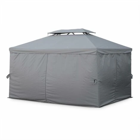 ALICE'S GARDEN Pergola Aluminium - Divodorum 3x4m - Toile Grise - Tonnelle Avec Rideaux. Structure Aluminium - Gris 6 ALICE'S GARDEN Pergola Aluminium - Divodorum 3x4m - Toile Grise - Tonnelle Avec Rideaux. Structure Aluminium - Gris – Image 4