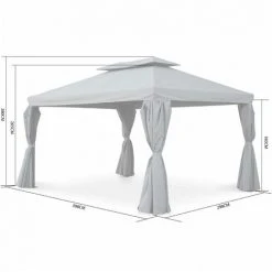 ALICE'S GARDEN Pergola Aluminium - Divodorum 3x4m - Toile Grise - Tonnelle Avec Rideaux. Structure Aluminium - Gris 11 ALICE'S GARDEN Pergola Aluminium - Divodorum 3x4m - Toile Grise - Tonnelle Avec Rideaux. Structure Aluminium - Gris -Pergola Soldes 3597464 5