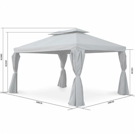 ALICE'S GARDEN Pergola Aluminium - Divodorum 3x4m - Toile Grise - Tonnelle Avec Rideaux. Structure Aluminium - Gris 7 ALICE'S GARDEN Pergola Aluminium - Divodorum 3x4m - Toile Grise - Tonnelle Avec Rideaux. Structure Aluminium - Gris – Image 5