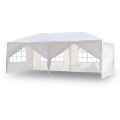 TALKEACH Tente De Réception 3 X 6 M Six C?tés à Utiliser Comme Pavillon Pergola Blanc -Pergola Soldes 36217730 4