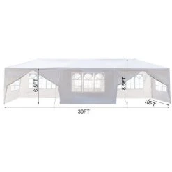 TALKEACH Tente De Réception 3 X 9 M Huit C?tés Deux Portes Avec Tubes En Spirale Pavillon Pergola Blanc 10 TALKEACH Tente De Réception 3 X 9 M Huit C?tés Deux Portes Avec Tubes En Spirale Pavillon Pergola Blanc -Pergola Soldes 36217731 4
