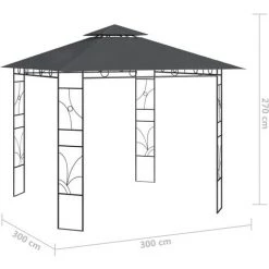 VidaXL Belvédère 3x3x2,7 M Anthracite 160 G/m² - Anthracite 11 VidaXL Belvédère 3x3x2,7 M Anthracite 160 G/m² - Anthracite -Pergola Soldes 36219242 5