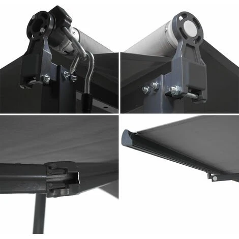 HAPPY GARDEN Store Double Pente FRENE Sur Pieds 3,95 X 3 M - Toile Grise Et Structure Grise - Gris 5 HAPPY GARDEN Store Double Pente FRENE Sur Pieds 3,95 X 3 M - Toile Grise Et Structure Grise - Gris – Image 3