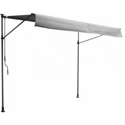 HAPPY GARDEN Store Banne Pour Balcon CHENE 3 × 1,2m - Toile Grise Et Structure Grise - Gris