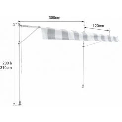 HAPPY GARDEN Store Banne Pour Balcon CHENE 3 × 1,2m - Toile Grise Et Structure Grise - Gris -Pergola Soldes 36355813 4