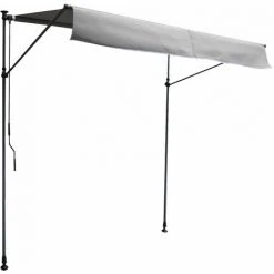 HAPPY GARDEN Store Banne Pour Balcon CHENE 2 × 1,2m - Toile Grise Et Structure Grise - Gris