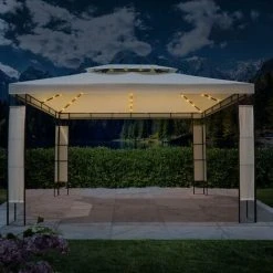 Tonnelle 4x3 2,7H Beige LED BREEZE Très Stable Imperméable, 100% Acier Thermolaqué - Tonnelle De Jardin 3x4m - Pavillon BREEZE De BRAST -Pergola Soldes 36407561 5