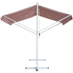 Outsunny Store Double Pente Manuel Rétractable Inclinaison Réglable Métal Polyester Imperméabilisé 3L X 2,95l X 2,6H M Rouge Blanc Beige Rayé - Rouge -Pergola Soldes 3645117 4