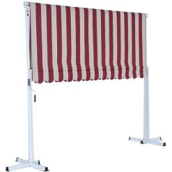 Outsunny Store Double Pente Manuel Rétractable Inclinaison Réglable Métal Polyester Imperméabilisé 3L X 2,95l X 2,6H M Rouge Blanc Beige Rayé - Rouge -Pergola Soldes 3645117 5