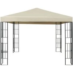 ASUPERMALL Tonnelle Avec Guirlande Lumineuse 3x3 M Creme -Pergola Soldes 36746671 3
