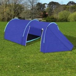 ASUPERMALL Tente De Camping Pour 4 Personnes Bleu Marine/bleu Clair