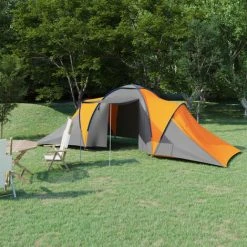 ASUPERMALL Tente De Camping 6 Personnes Gris Et Orange