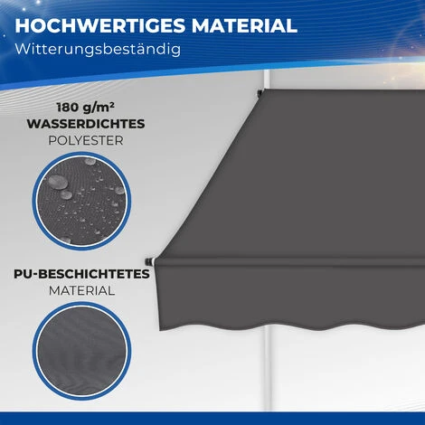 Tillvex Store Banne Manuel Gris 150cm Rétractable Avec Manivelle Pour Le Balcon | Marquise De Terrasse Sans Percement | Marquise Soleil De Balcon Auvent Téléscopique 5 Tillvex Store Banne Manuel Gris 150cm Rétractable Avec Manivelle Pour Le Balcon | Marquise De Terrasse Sans Percement | Marquise Soleil De Balcon Auvent Téléscopique – Image 3
