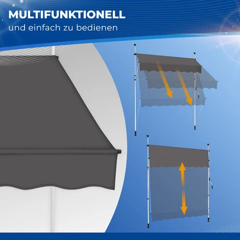Tillvex Store Banne Manuel Gris 150cm Rétractable Avec Manivelle Pour Le Balcon | Marquise De Terrasse Sans Percement | Marquise Soleil De Balcon Auvent Téléscopique 6 Tillvex Store Banne Manuel Gris 150cm Rétractable Avec Manivelle Pour Le Balcon | Marquise De Terrasse Sans Percement | Marquise Soleil De Balcon Auvent Téléscopique – Image 4