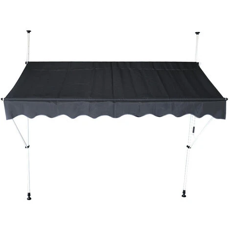 INTEROUGE Store Banne Mobile 3m Auvent Avancée De Toit Rétractable Manuel Gris Foncé 4 INTEROUGE Store Banne Mobile 3m Auvent Avancée De Toit Rétractable Manuel Gris Foncé – Image 2