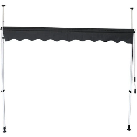 INTEROUGE Store Banne Mobile 3m Auvent Avancée De Toit Rétractable Manuel Gris Foncé 5 INTEROUGE Store Banne Mobile 3m Auvent Avancée De Toit Rétractable Manuel Gris Foncé – Image 3