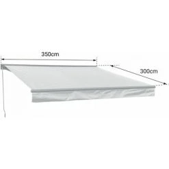 HAPPY GARDEN Store Banne SAULE 3,5 × 3m Avec Semi-coffre - Toile Rayée Blanche/grise Et Structure Blanche - Blanc -Pergola Soldes 37015976 4