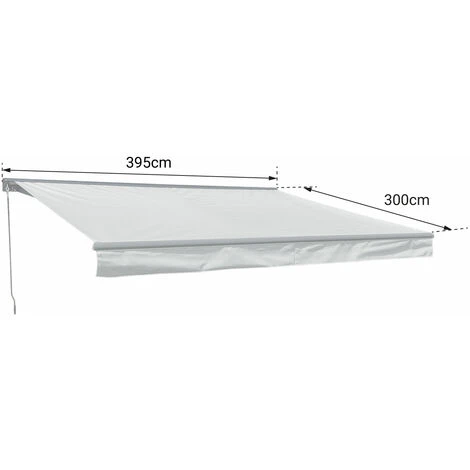 HAPPY GARDEN Store Banne SAULE 3,95 × 3m Avec Semi-coffre - Toile Rayée Blanche/grise Et Structure Blanche - Blanc 6 HAPPY GARDEN Store Banne SAULE 3,95 × 3m Avec Semi-coffre - Toile Rayée Blanche/grise Et Structure Blanche - Blanc – Image 4