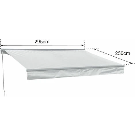 HAPPY GARDEN Store Banne SAULE 2,95 × 2,5m Avec Semi-coffre - Toile Rayée Blanche/grise Et Structure Blanche - Blanc 6 HAPPY GARDEN Store Banne SAULE 2,95 × 2,5m Avec Semi-coffre - Toile Rayée Blanche/grise Et Structure Blanche - Blanc – Image 4