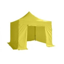 INTEROUGE Baches Laterales 3X3M 3 Pleins + 1 Porte Pvc 520G/M² Jaune