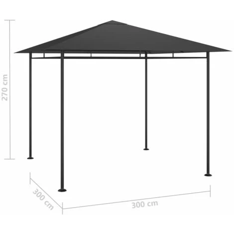 VidaXL Belvédère 3x3x2,7 M Anthracite 180 G/m² - Anthracite 6 VidaXL Belvédère 3x3x2,7 M Anthracite 180 G/m² - Anthracite – Image 4