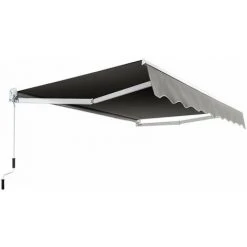 HELLOSHOP26 Store Banne Auvent Rétractable Manuel Tissu 245x200cm Angle Ajustable 40°-100° Sans Perçage Pour Balcon/jardin Beige Gris - Beige -Pergola Soldes 37250619 3