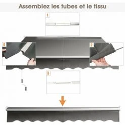 HELLOSHOP26 Store Banne Auvent Rétractable Manuel Tissu 245x200cm Angle Ajustable 40°-100° Sans Perçage Pour Balcon/jardin Beige Gris - Beige -Pergola Soldes 37250619 4