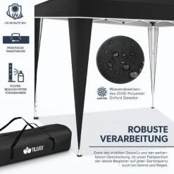 Tillvex Tonnelle De Jardin 3 X 3 M Pliable Gris | Tente Pliante De Jardin à Hauteur Réglable | Auvent Pliable Pour Camping, Festival, Plage, Jardin | Protection UV 50+ | Chapiteau Avec Sac Pour Le Jardin 9 Tillvex Tonnelle De Jardin 3 X 3 M Pliable Gris | Tente Pliante De Jardin à Hauteur Réglable | Auvent Pliable Pour Camping, Festival, Plage, Jardin | Protection UV 50+ | Chapiteau Avec Sac Pour Le Jardin -Pergola Soldes 37279285 3