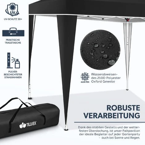 Tillvex Tonnelle De Jardin 3 X 3 M Pliable Gris | Tente Pliante De Jardin à Hauteur Réglable | Auvent Pliable Pour Camping, Festival, Plage, Jardin | Protection UV 50+ | Chapiteau Avec Sac Pour Le Jardin 5 Tillvex Tonnelle De Jardin 3 X 3 M Pliable Gris | Tente Pliante De Jardin à Hauteur Réglable | Auvent Pliable Pour Camping, Festival, Plage, Jardin | Protection UV 50+ | Chapiteau Avec Sac Pour Le Jardin – Image 3