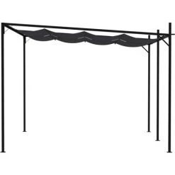 VidaXL Belvédère Avec Toit Rétractable 400x300x233 Cm Anthracite - Anthracite -Pergola Soldes 37647513 3