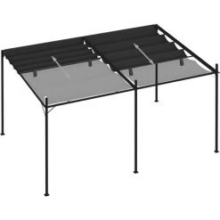 VidaXL Belvédère Avec Toit Rétractable 400x300x233 Cm Anthracite - Anthracite -Pergola Soldes 37647513 5