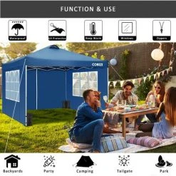 BETTER MAISON 3x3M Tente De Camping Extérieur étanche Régleble Hauteur Avec 4 Panneaux Latéraux à Angle Droit Bleu - Bleu 9 BETTER MAISON 3x3M Tente De Camping Extérieur étanche Régleble Hauteur Avec 4 Panneaux Latéraux à Angle Droit Bleu - Bleu -Pergola Soldes 37649735 3