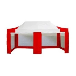 INTEROUGE 3 Baches Panoramiques 3x6m + 2 Porte Polyester 300g/m² Blanc Et Rouge
