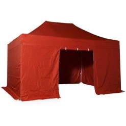 INTEROUGE Baches Laterales 3x4,5m 3 Pleins + 1 Porte Polyester 300g/m² Rouge -Pergola Soldes 37954555 2