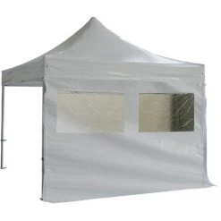 INTEROUGE 3m Bache 2 Fenetres Avec Rideau PVC 520g/m² Blanc