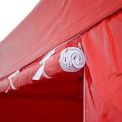 INTEROUGE Baches Laterales 3x4,5m 3 Pleins + 1 Porte PVC 520g/m² Rouge -Pergola Soldes 38056024 2