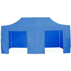 INTEROUGE Baches Laterales 3x6m 3 Pleins + 1 Porte Polyester 300g/m² Bleu Azur