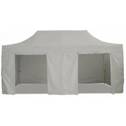 INTEROUGE Baches Laterales 3x6m 3 Pleins + 1 Porte Polyester 300g/m² Gris