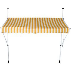 INTEROUGEHOME Auvent Retractable Manuel Pour Fenetre, Terrasse, Balcon, Jardin, Raye Jaune Et Blanc, Largeur: 250cm -Pergola Soldes 38061375 2