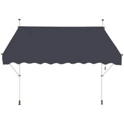 HAPPYSHOPPING Auvent Retractable Manuel Pour Fenetre, Terrasse, Balcon, Jardin, Gris, Largeur: 300cm -Pergola Soldes 38061376 2
